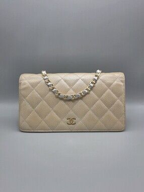 💛CANEL Authentic Gold Metallic Quilted Leather Wallet/Clutch💛